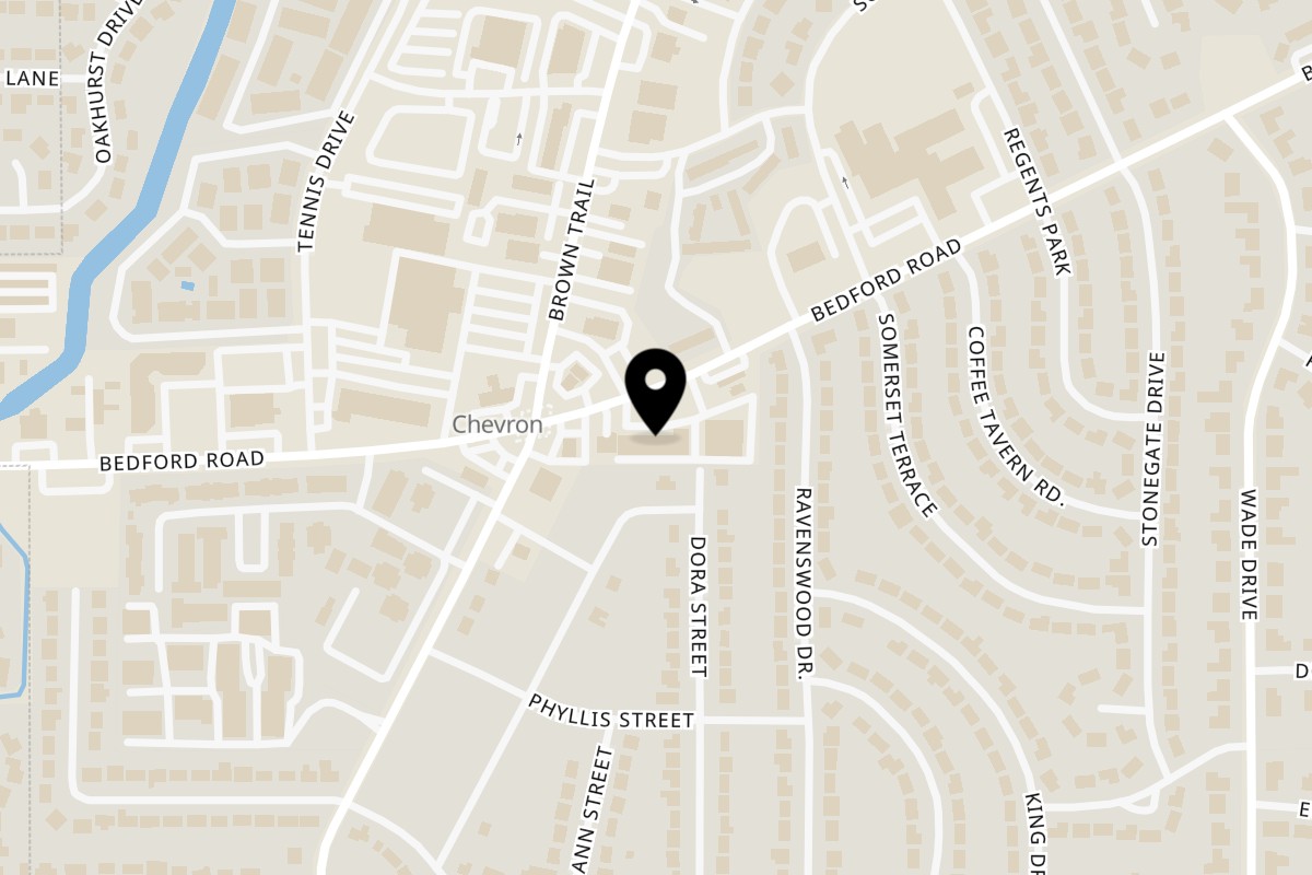 Map showing the location of Valentino's NY Pizza on 518 Bedford Rd in Bedford